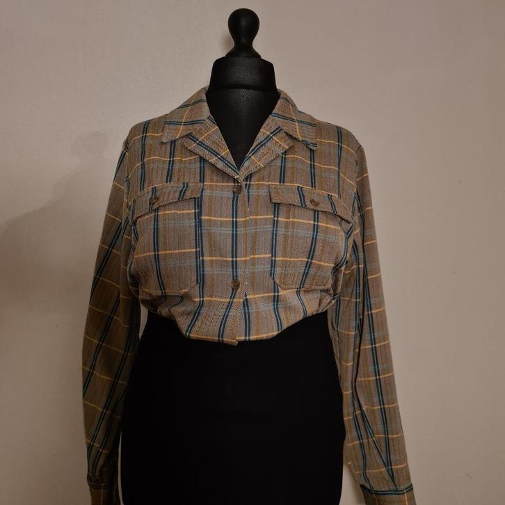 Another Label Grunge Indie Rockabilly Noa Check Shirt, Kleding | Dames, Jassen | Zomer, Nieuw, Maat 42/44 (L), Beige, Ophalen of Verzenden