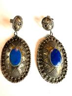 Zilveren vintage oorbellen met Lapis Lazuli, Verzenden, Zo goed als nieuw, Zilver