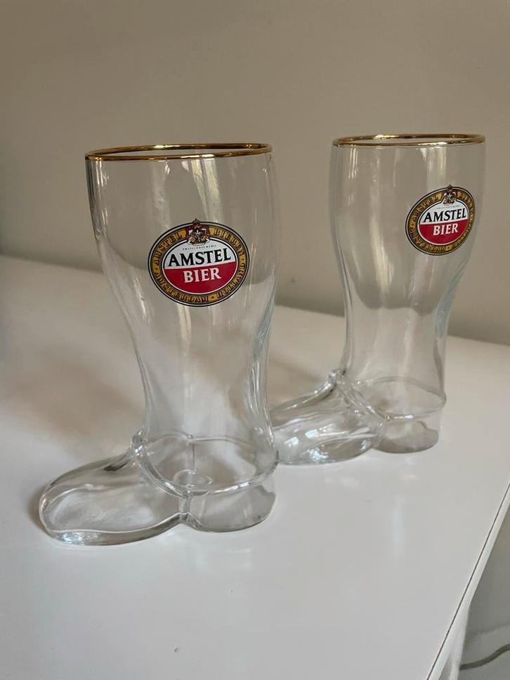 2 Amstel Bierglazen Laarsmodel, Verzamelen, Glas en Borrelglaasjes, Gebruikt, Ophalen of Verzenden