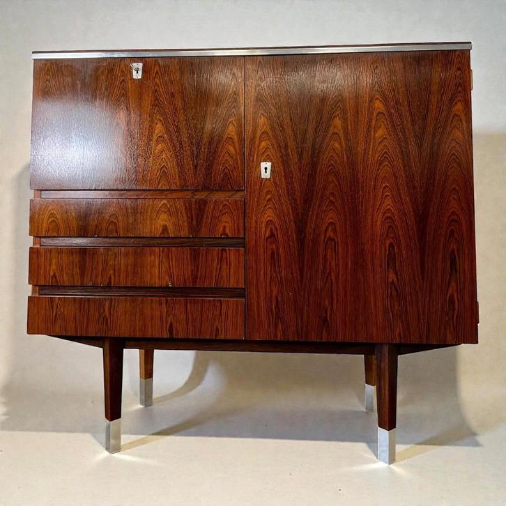 Vintage palissander kast / barkast / cupboard, Kinderen en Baby's, Kinderkamer | Commodes en Kasten, Gebruikt, 105 cm of meer