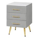 Ladekast - Opbergkast - 3 Lades -Moderne Nachtkastje -Grijs, Minder dan 50 cm, Quore B.V., Verzenden, Nieuw