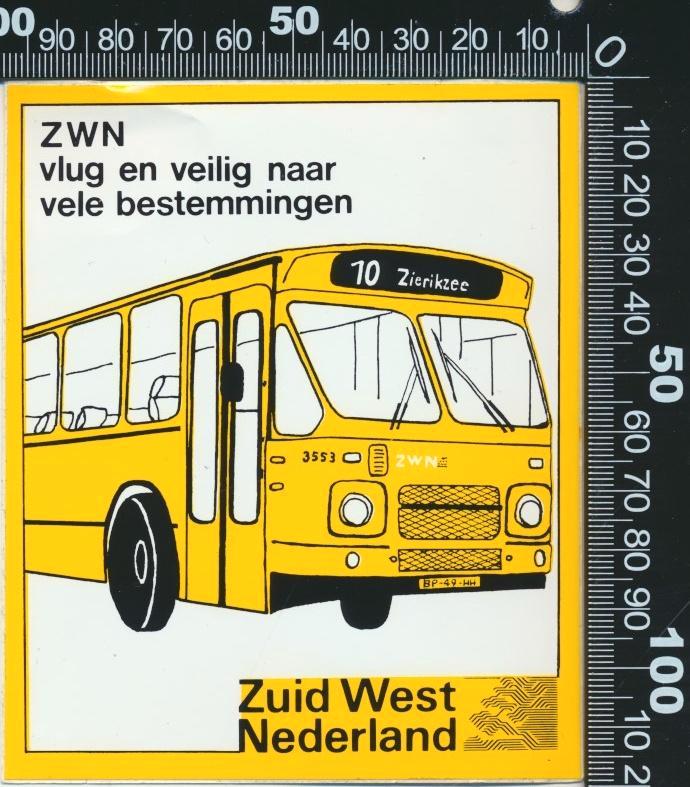 Sticker: ZWN - Zuid West Nederland (2), Verzamelen, Stickers, Zo goed als nieuw, Bedrijf of Vereniging, Ophalen of Verzenden