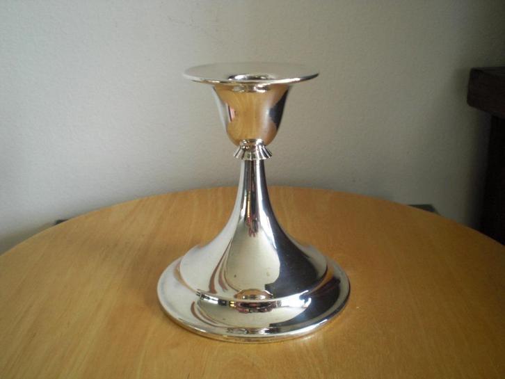 Pracht Verzilverde Kandelaar, Antiek en Kunst, Antiek | Kandelaars, Zilver, Ophalen of Verzenden