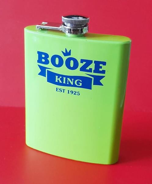 heupfles heupflacon platvink Booze King anno 1925, Antiek en Kunst, Curiosa en Brocante, Ophalen of Verzenden