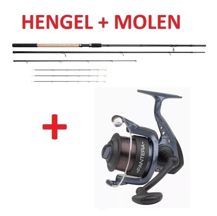 Set Ron Thompson Feeder Hengel 3,30 M - 3D + Molen Nieuw !!, Watersport en Boten, Hengelsport | Witvissen, Nieuw, Complete set