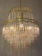 Vintage roze opaline staafjes kroonluchter hanglamp kristal, Baak, Ophalen of Verzenden, Glas, Baak