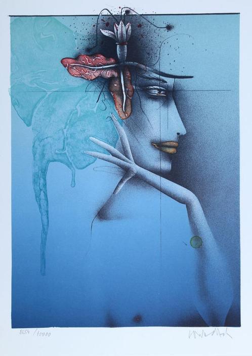 Paul Wunderlich - Tête d'une Femme - Litho Handgesign., Antiek en Kunst, Kunst | Litho's en Zeefdrukken, Ophalen of Verzenden
