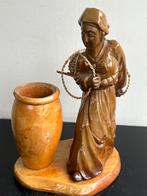 Oud houtsnijwerk chinees beeld / vaas 28 cm, Ophalen of Verzenden