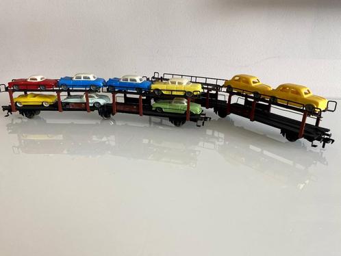 HO Fleischmann 1472 3-assige autotransportwagens (678), Hobby en Vrije tijd, Modeltreinen | H0, Gebruikt, Wagon, Gelijkstroom