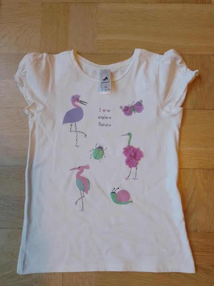 Wit shirt korte mouw maat 140, Kinderen en Baby's, Kinderkleding | Maat 140, Gebruikt, Meisje, Shirt of Longsleeve, Ophalen of Verzenden