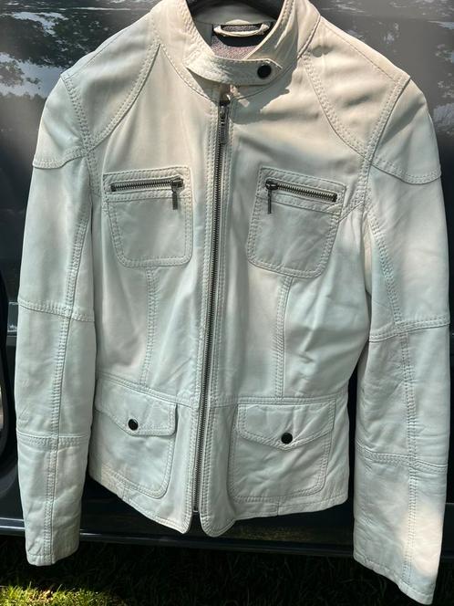 Witte leren jas, merk Oakwood,  maat: S   kleur: wit, Kleding | Dames, Jassen | Zomer, Zo goed als nieuw, Maat 36 (S), Wit, Ophalen of Verzenden