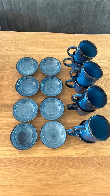 8x Mok 375 ml en 8x Schaal ø11x3.5 cm Toscane blauw Xenos beschikbaar voor biedingen