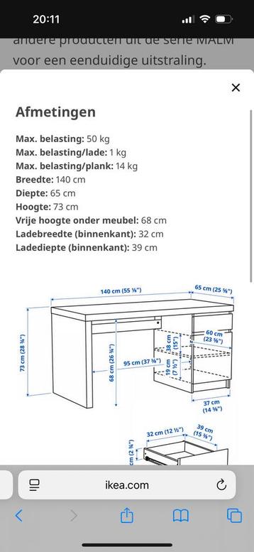 Ikea bureau Malm - afbeelding 8