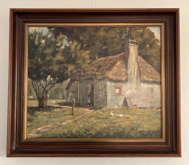 B. Jungerhans - 'Zoomhuisje te Nunspeet', Antiek en Kunst, Kunst | Schilderijen | Klassiek, Ophalen of Verzenden