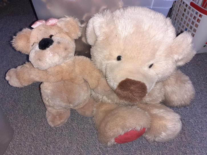 Teddyberen, 2 stuks, Verzamelen, Dierenverzamelingen, Gebruikt, Beeldje of Figuurtje, Overige soorten, Ophalen of Verzenden