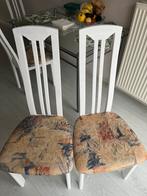 4 stuks houten stoelen beige/wit, Ophalen, Gebruikt, Wit, Vier