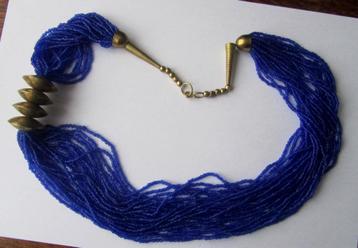 Vintage Tsjechische glas zaad kraal blauw Rocailles ketting beschikbaar voor biedingen