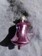 B486 oude kerstbal klok bel paars, hoogte 6 cm, Ophalen of Verzenden, Gebruikt