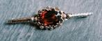 Zilver Vergulde Broche met Amber, Ophalen of Verzenden, Zilver, Broche, Verguld