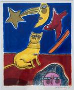 Corneille (1922-2010) – Kat, maan, vogel en vrouw (1998), Ophalen of Verzenden