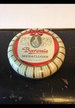 Klein oud blikje v Baronie pure chocolade medaillons 11.3 cm, Ophalen of Verzenden, Zo goed als nieuw