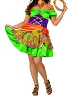 Leuk groen/geel/oranje GYPSY/ZIGEUNER jurk, Ophalen, Carnaval, Maat 42/44 (L), Nieuw