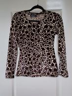 Dunne Trui Velours Koe Print XS S 34 36 Bruin Wit ( Jool ), Verzenden, Zo goed als nieuw, Maat 34 (XS) of kleiner, Bruin