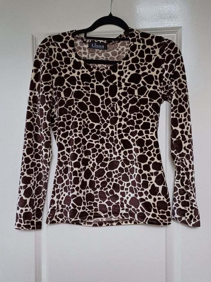Dunne Trui Velours Koe Print XS S 34 36 Bruin Wit ( Jool ), Kleding | Dames, Truien en Vesten, Zo goed als nieuw, Maat 34 (XS) of kleiner