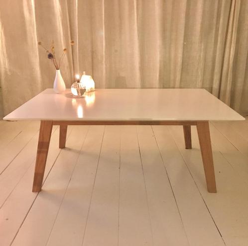 Morteens design salontafel wit hoogglans eikenhout 110 x70, Huis en Inrichting, Tafels | Salontafels, Zo goed als nieuw, Minder dan 50 cm