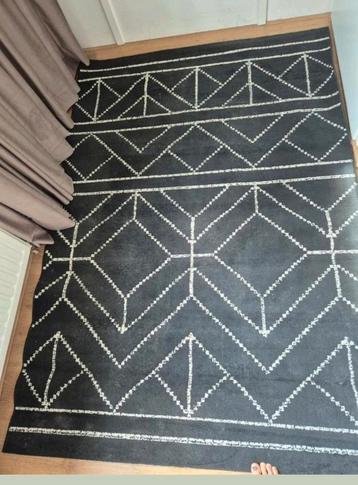 Boho-style  Zwart-wit vloerkleed, recent gereinigd beschikbaar voor biedingen