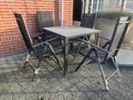 5-delige tuinset 90x90 verstelbaar stoelen, 4 zitplaatsen, Gebruikt, Aluminium, Ophalen of Verzenden