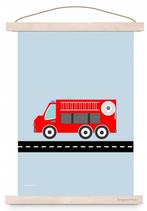 Kinderposter Poster Brandweerwagen A3 Designed4Kids, Kinderen en Baby's, Kinderkamer | Inrichting en Decoratie, Nieuw, Ophalen of Verzenden