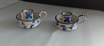 delfsblauw vintage kaarsenhouder 2 stuks  beschikbaar voor biedingen