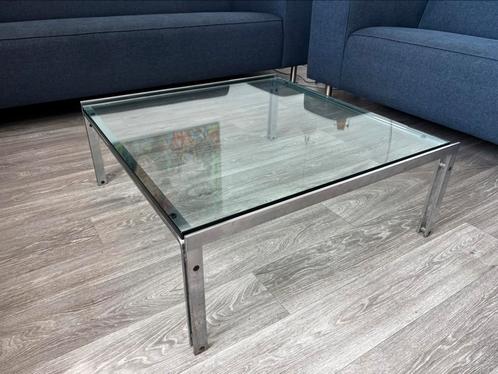 Tafel salontafel Design Metaform M2 100x100x36 cm RVS/glas, Huis en Inrichting, Tafels | Salontafels, Gebruikt, Minder dan 50 cm