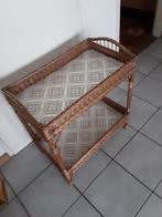 Leuk oud rotan tafeltje / sitetable, Huis en Inrichting, Tafels | Sidetables, Ophalen, Gebruikt, 50 tot 100 cm, Rond