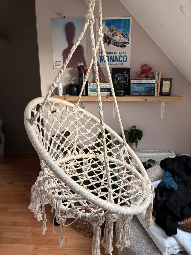 Hangstoel Xenos, Huis en Inrichting, Stoelen, Zo goed als nieuw, Eén, Stof, Wit, Ophalen