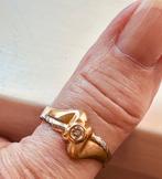Gouden 14 KT ring-helder steen-mt.20.75, Met kristal, 20 of groter, Verzenden, Zo goed als nieuw