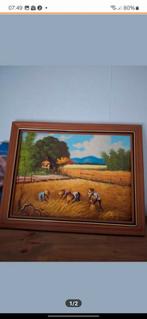 Antiek handgeschilderde schilderij gesigneerd van overgrootv, Antiek en Kunst, Ophalen of Verzenden