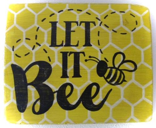 Houten geschilderd bord Let it Bee/bij/ honing /decor/tuin, Huis en Inrichting, Woonaccessoires | Wanddecoraties, Nieuw, Ophalen of Verzenden