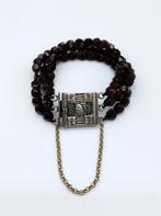 Glasgranaten armband met zilveren slot, Niekerk, Schoonhoven, Gebruikt, Info@zilverwebsite.nl, Verzenden, Zilverwebsite.nl