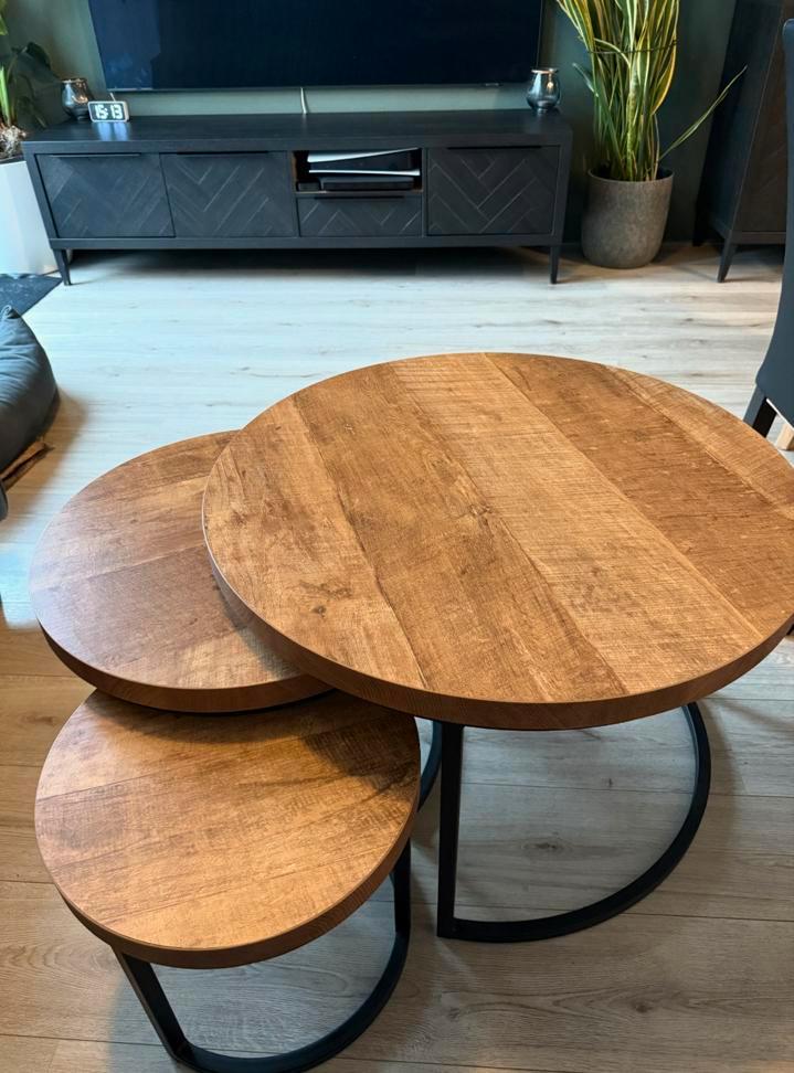 Tafelset Razzo - Hugo, Huis en Inrichting, Tafels | Salontafels, Zo goed als nieuw, Minder dan 50 cm, 50 tot 100 cm, Rond, Ophalen