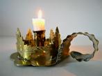 Antieke handvervaardigde koperen blaker kandelaar bladeren, Ophalen of Verzenden, Koper of Brons
