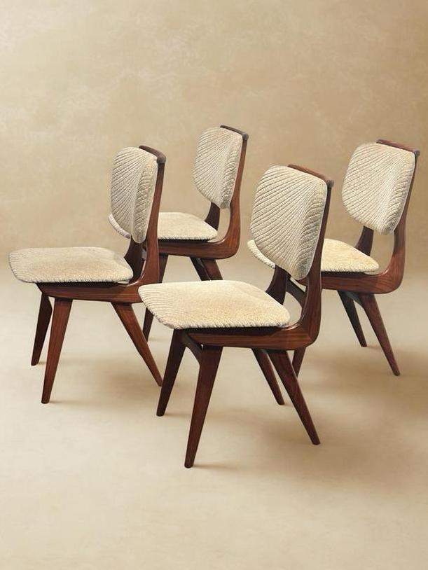 Set van 4 Vintage Teak Bako eetkamerstoelen, Huis en Inrichting, Stoelen, Zo goed als nieuw, Twee, Stof, Bruin, Ophalen of Verzenden