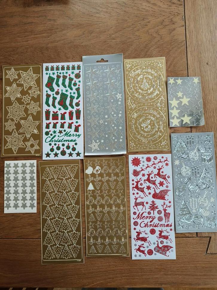 10 stickervellen Kerst (1)., Hobby en Vrije tijd, Kaarten | Zelf maken, Zo goed als nieuw, Kerst, Ophalen of Verzenden