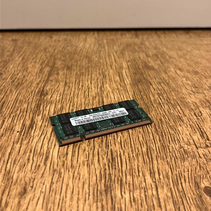 Samsung 2GB PC2 6400S 2Rx8 DDR2 sodimm Laptop Werkgeheugen, Computers en Software, RAM geheugen, Gebruikt, Laptop, 2 GB, DDR2