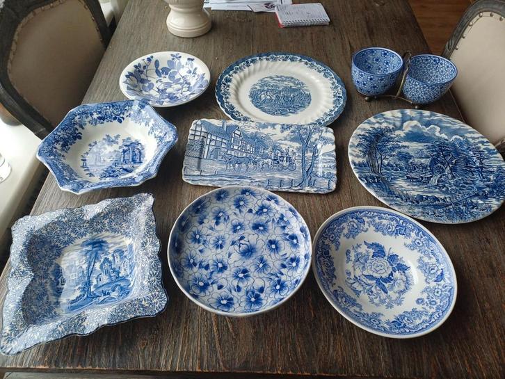 O.a. Engels porselein, aardewerk blauw tinten, Antiek en Kunst, Antiek | Keramiek en Aardewerk, Ophalen of Verzenden