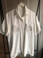 Witte vintage blouse korte mouw strass kralen M/L, Gedragen, Maat 38/40 (M), Vintage, Ophalen of Verzenden
