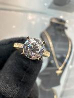 Schitterende 14k gouden ring met zirkonia, Ophalen of Verzenden, Nieuw, Goud, Dame