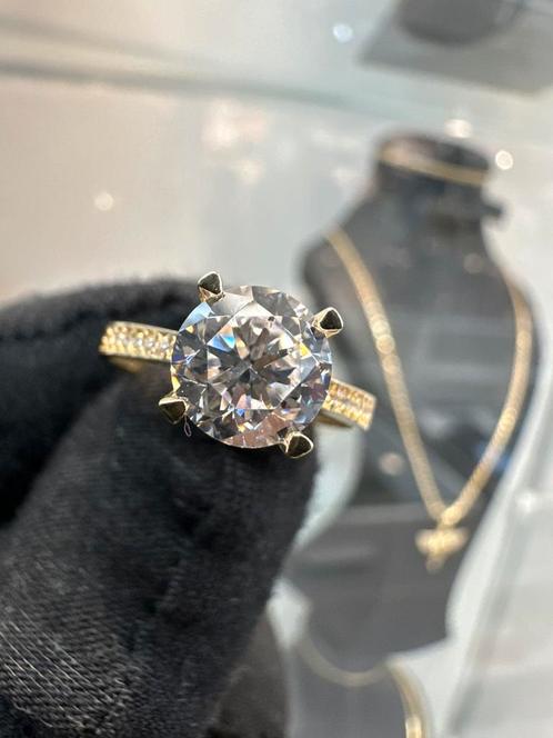 Schitterende 14k gouden ring met zirkonia, Sieraden, Tassen en Uiterlijk, Ringen, Nieuw, Dame, Goud, Ophalen of Verzenden