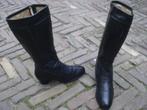GRATIS VERZENDEN ZWARTE LEREN VINTAGE LAARZEN MT 38, Hoge laarzen, Vintage Dressing 38, Verzenden, Zwart